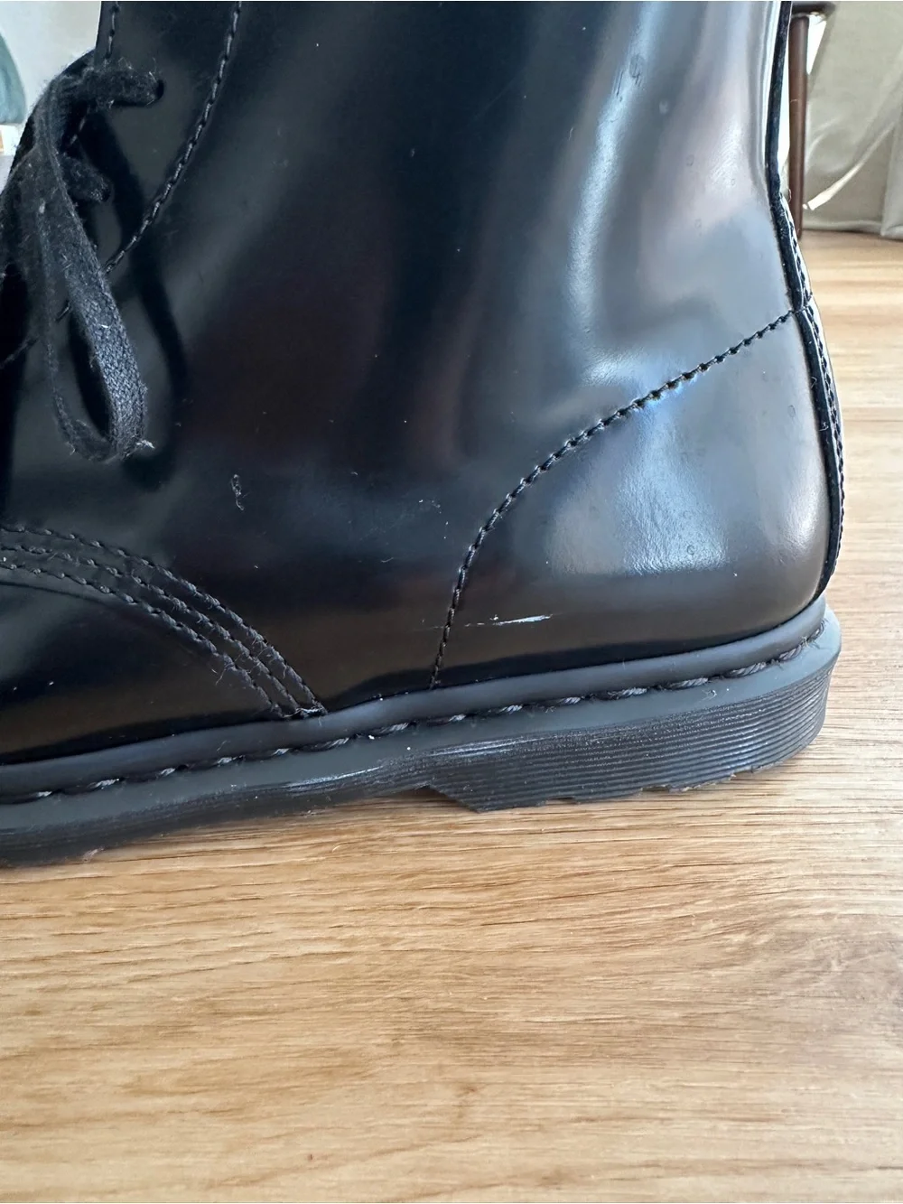 Dr. Martens Smooth Black Leather Men's Lace-Up Boots - Size 10